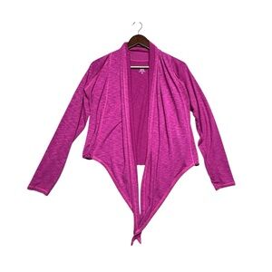 Title Nine Open Front Cardigan Womens Medium Pink Snap Tie Bottom Golfing Casual